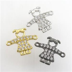 copper kids connector paved zircon, mix color, approx 13-15mm [FDZN9445]