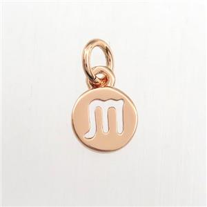 copper circle pendant, zodiac scorpio, rose gold, approx 7mm dia [FDZN9446]
