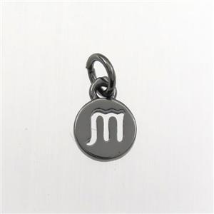 copper circle pendant, zodiac scorpio, black plated, approx 7mm dia [FDZN9449]