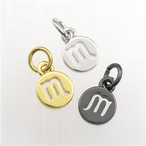 copper circle pendant, zodiac scorpio, mix color, approx 7mm dia [FDZN9450]