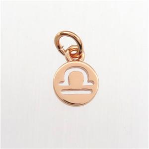 copper circle pendant, zodiac libra, rose gold, approx 7mm dia [FDZN9456]