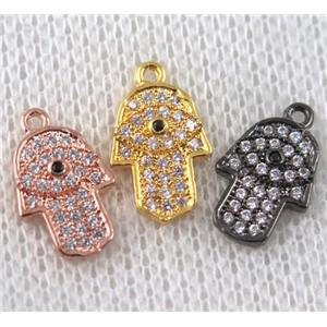copper hamsahand pendant paved zircon, mix color, approx 8-12mm [FDZN948]