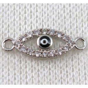 copper eye connector paved zircon, platinum plated, approx 8-20mm [FDZN949]