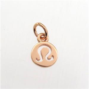 copper circle pendant, zodiac leo, rose gold, approx 7mm dia [FDZN9496]