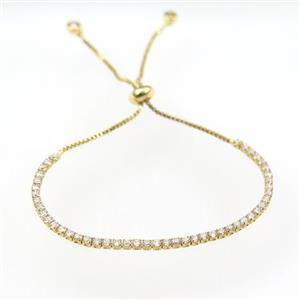 copper bracelet with zircon, resizable, gold plated, approx 2mm, 24cm length [FDZN9514]