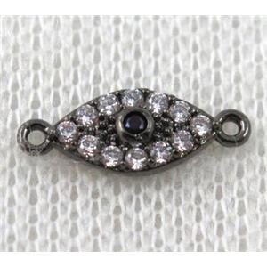 copper eye connector paved zircon, black plated, approx 6-15mm [FDZN952]