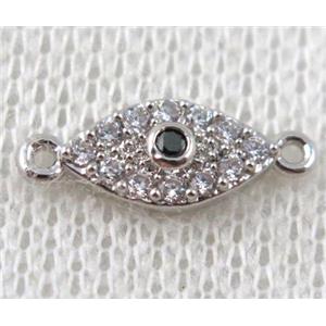 copper eye connector paved zircon, platinum plated, approx 6-15mm [FDZN953]