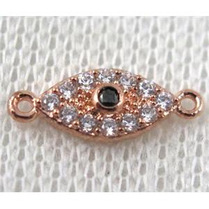 copper eye connector paved zircon, rose gold, approx 6-15mm [FDZN954]