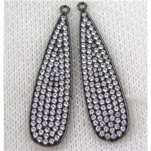 copper pendant paved zircon, teardrop, black plated, approx 13-47mm [FDZN959-L]