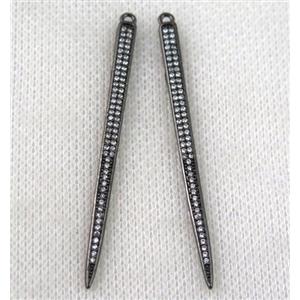 copper spike pendant paved zircon, black plated, approx 6-55mm [FDZN963]