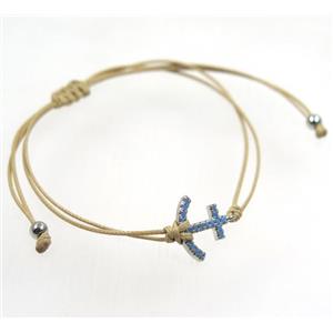 handmade bracelet with anchor pave zircon, nylon wire, approx 50-60mm dia [FGBRB412]