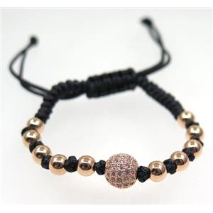 handmade bracelet with ball beads pave zircon, nylon wire, approx 50-60mm dia [FGBRB425]