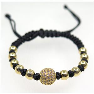 handmade bracelet with ball pave zircon, nylon wire, approx 50-60mm dia [FGBRB426]