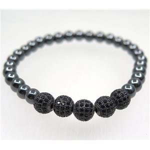 handmade bracelet with ball beads pave zircon, nylon wire, approx 50-60mm dia [FGBRB428]
