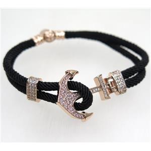 handmade bracelet with Anchor pave zircon, nylon wire, approx 50-60mm dia [FGBRB432]