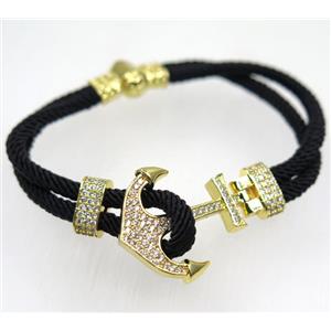 handmade bracelet with Anchor pave zircon, nylon wire, approx 50-60mm dia [FGBRB433]