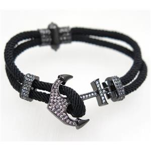 handmade bracelet with Anchor pave zircon, nylon wire, approx 50-60mm dia [FGBRB434]