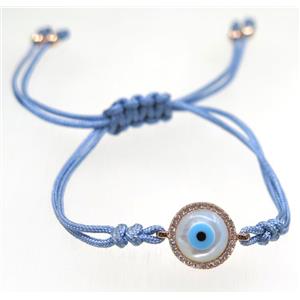 handmade bracelet with Evil eye pave zircon, nylon wire, approx 50-60mm dia [FGBRB436]