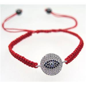 handmade bracelet with Evil eye pave zircon, nylon wire, approx 50-60mm dia [FGBRB455]