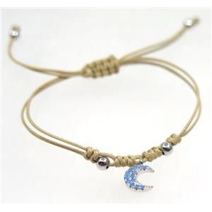 handmade bracelet with Moon pave zircon, nylon wire, approx 50-60mm dia [FGBRB456]