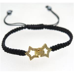 handmade bracelet with Star pave zircon, nylon wire, approx 50-60mm dia [FGBRB459]
