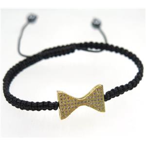 handmade bracelet with Bowknot pave zircon, nylon wire, approx 50-60mm dia [FGBRB460]
