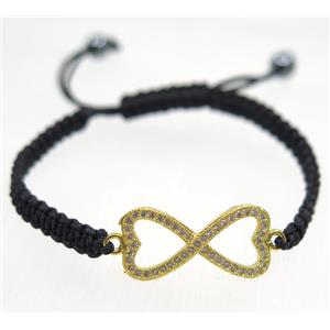 handmade bracelet with infinity pave zircon, nylon wire, approx 50-60mm dia [FGBRB461]