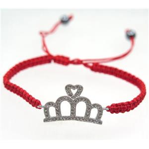 handmade bracelet with Crown pave zircon, nylon wire, approx 50-60mm dia [FGBRB470]