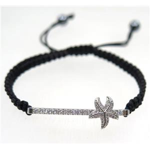 handmade bracelet with nylon wire, zircon, approx 50-60mm dia [FGBRB472]