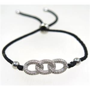 handmade bracelet with link pave zircon, nylon wire, approx 50-60mm dia [FGBRB473]