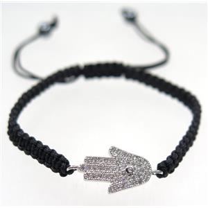 handmade bracelet with Hamsahand pave zircon, nylon wire, approx 50-60mm dia [FGBRB474]