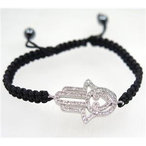 handmade bracelet with Hamsahand pave zircon, nylon wire, approx 50-60mm dia [FGBRB478]