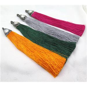 tassel with nylon wire, rhinestone, pearl, mixed color, approx 170mm length [FGPD194]