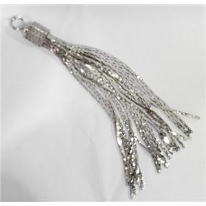 handmade tassel pendant with platinum copper chain, approx 10mm dia, 60-80mm length [FGPD63]