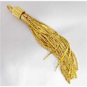handmade tassel pendant with gold copper chain, approx 10mm dia, 60-80mm length [FGPD64]