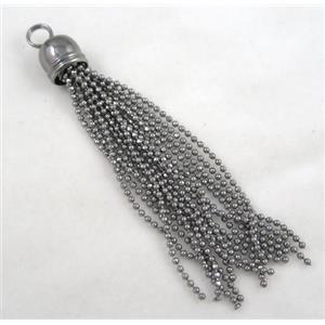 handmade tassel pendant, copper chain black, approx 10mm, 70mm length [FGPD89]