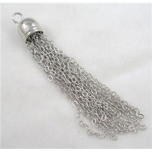 handmade tassel pendant, copper chain, platinum plated, approx 10mm, 70mm length [FGPD92]