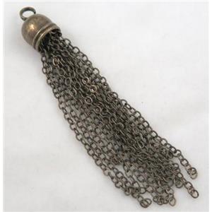 handmade tassel pendant, copper chain, bronze, approx 10mm, 70mm length [FGPD94]