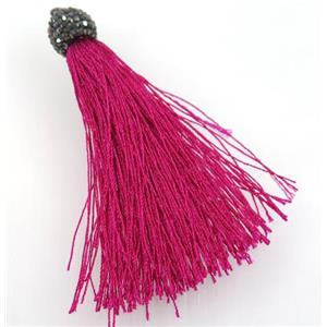 nylon tassel pave rhinestone, approx 12mm, 80mm length [FGPDA229]