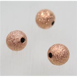 round matte Brass stardust ball beads, rose gold, approx 8mm dia [FGPDA251]
