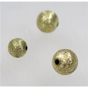 round Brushed Raw Brass ball drawbench beads, approx 10mm dia [FGPDA252-10MM]