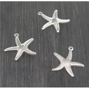 Brass starfish pendant, silver plated, approx 20mm dia [FGPDA258]
