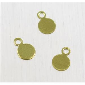 Raw Brass circle pendant, approx 4mm dia [FGPDA268]