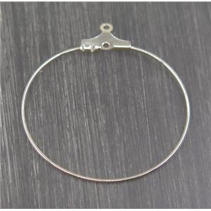 Brass earring wire, platinum plated, approx 40mm dia [FGPDA282-40MM]