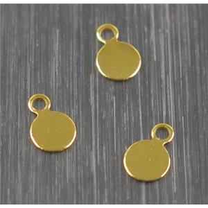 Brass circle pendant, gold plated, approx 4mm dia [FGPDA284]