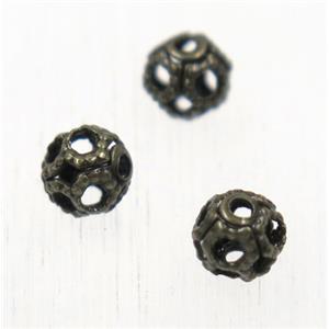 round Brass ball beads, antique bronze, approx 4mm dia [FGPDA327]