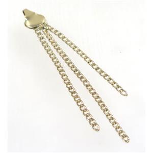 copper tassel pendant with chain, gold plated, approx 2mm thickness, 70-80mm length [FGPDA334]