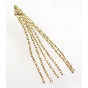 copper tassel pendant with chain, gold plated, approx 1mm thickness, 70-80mm length [FGPDA336]