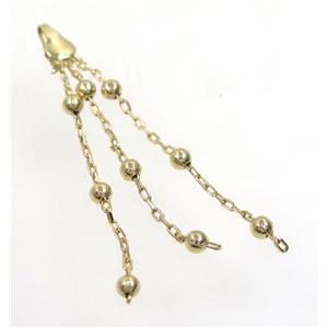 copper tassel pendant with chain, gold plated, approx 3.5mm thickness, 70-80mm length [FGPDA337]