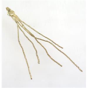 copper tassel pendant with chain, gold plated, approx 1mm thickness, 70-80mm length [FGPDA338]